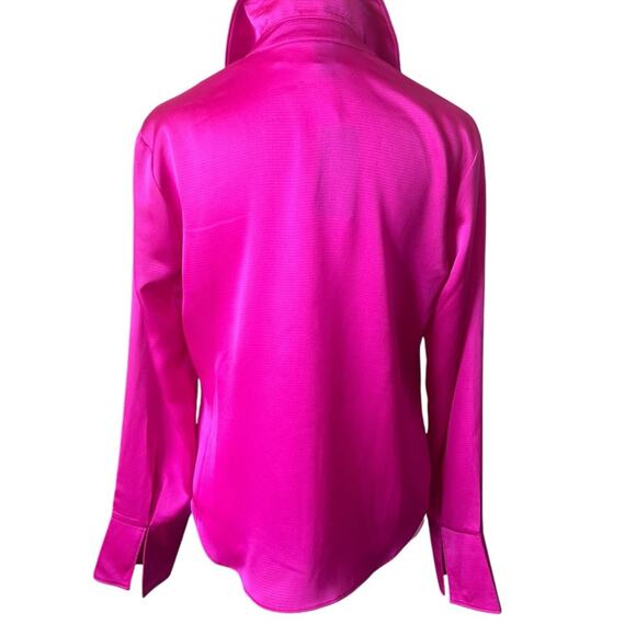 WILD FABLE HOT PINK WOMENS BLOUSE FRONT TIES LARGE CUFF SLEEVES - Picture 2 of 14